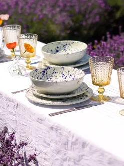 Eetservies En Pastaschalen|Hot Pottery 12 Piece Splatter Signature Dinner Set Bosbessen