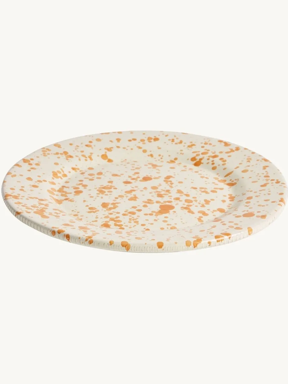 Eetservies En Pastaschalen|Hot Pottery Set of 4 Splatter Side Plates Donkeroranje