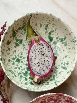 Eetservies En Pastaschalen*Hot Pottery Set of 4 Splatter Pasta Bowls Pistachio