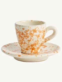 Mokken En Koppen*Hot Pottery Set of 4 Splatter Espresso Set Donkeroranje