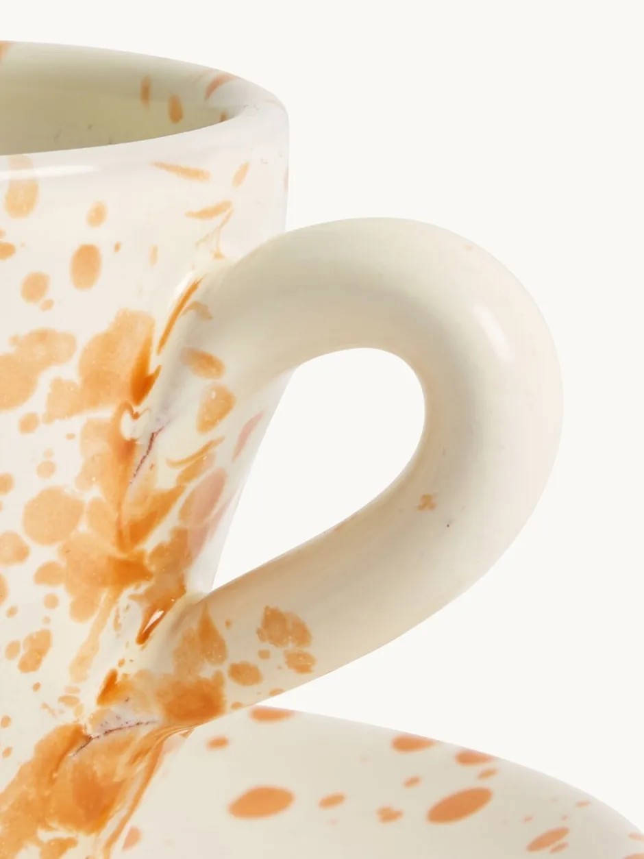 Mokken En Koppen*Hot Pottery Set of 4 Splatter Espresso Set Donkeroranje
