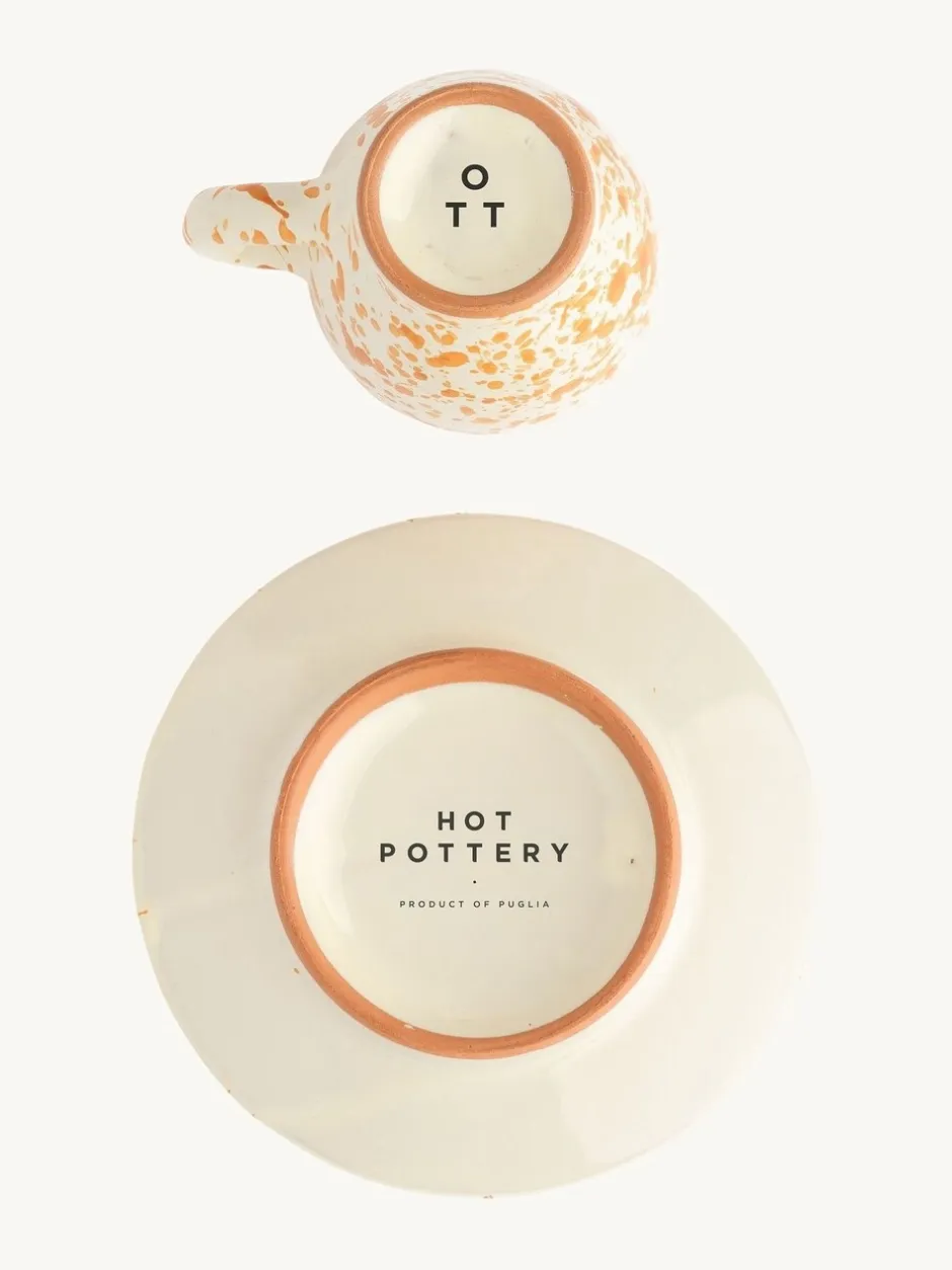 Mokken En Koppen*Hot Pottery Set of 4 Splatter Espresso Set Donkeroranje