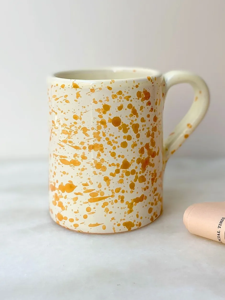 Mokken En Koppen*Hot Pottery Set of 4 Splatter Mugs Donkeroranje
