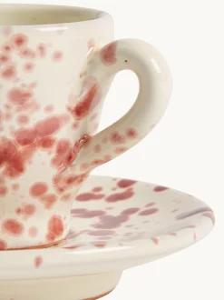 Mokken En Koppen|Hot Pottery Set of 4 Splatter Espresso Set Cranberry