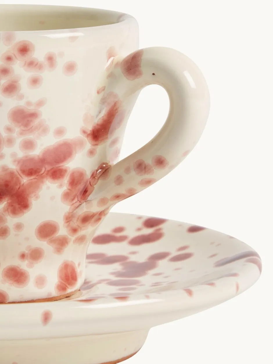 Mokken En Koppen|Hot Pottery Set of 4 Splatter Espresso Set Cranberry