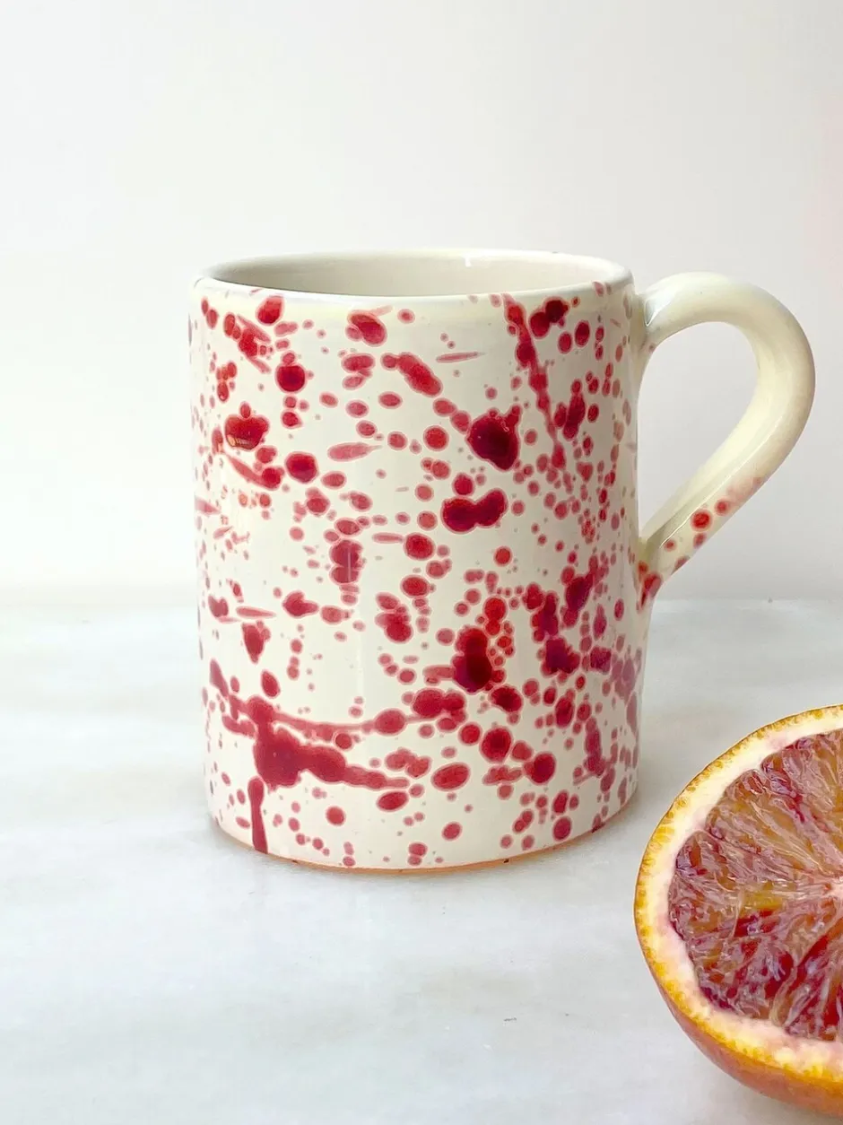 Mokken En Koppen*Hot Pottery Set of 4 Splatter Mugs Cranberry