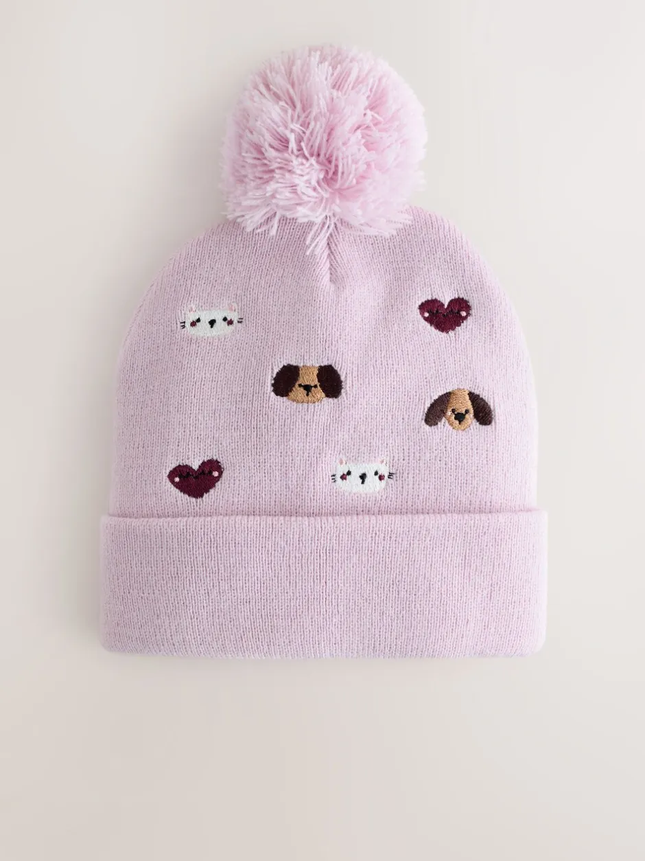 Mutsen, Handschoenen En Sjaals|Next - Geborduurde Beanie-muts met pompon (3mnd-10jr) Huisdieren