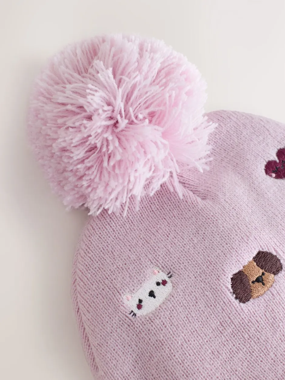Mutsen, Handschoenen En Sjaals|Next - Geborduurde Beanie-muts met pompon (3mnd-10jr) Huisdieren