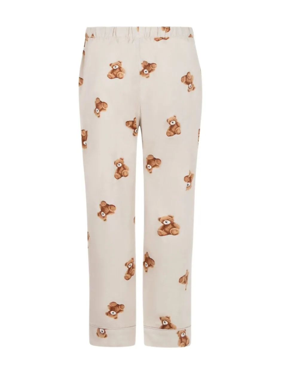 Pyjama's|Loungewear*Hunkemoller Grey Flannel Straight Bear Joggers