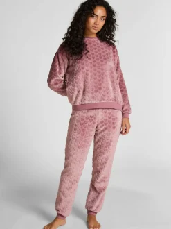 Pyjama's|Hunkemoller Purple Fleece Heart Pyjamas Set