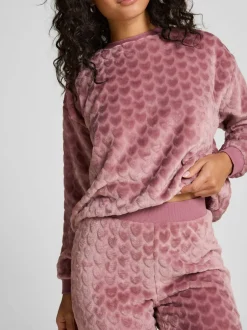 Pyjama's|Hunkemoller Purple Fleece Heart Pyjamas Set