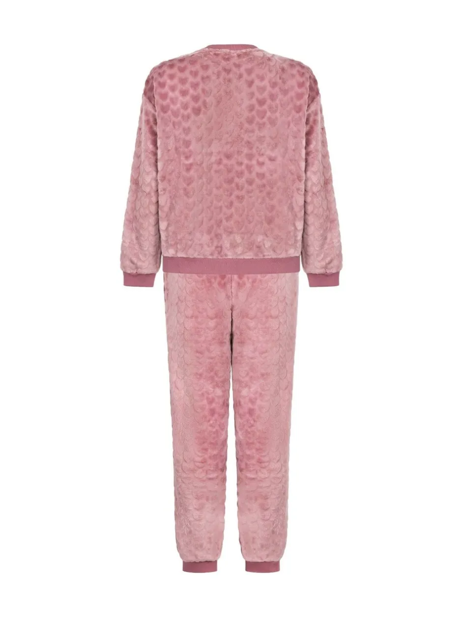 Pyjama's|Hunkemoller Purple Fleece Heart Pyjamas Set