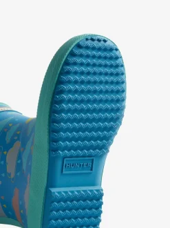 Laarzen|Hunter Kids blauwe First Rain regenlaarzen met wolkenprint