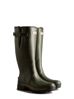 Laarzen*Hunter Mens Green Balmoral Tall Side Adjustable Neoprene Lined Techsole Wellies
