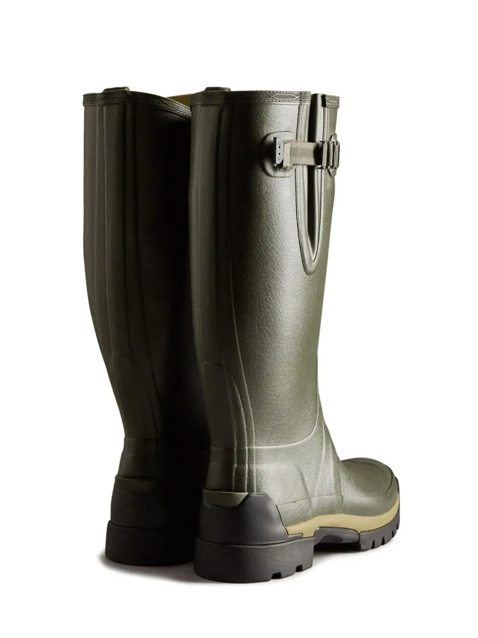 Laarzen*Hunter Mens Green Balmoral Tall Side Adjustable Neoprene Lined Techsole Wellies