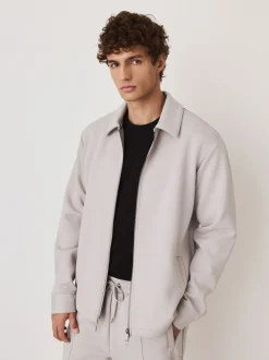 Formele Overhemden*Next - N. Premium Soft Touch Scuba Zip Through Shacket Ice grey