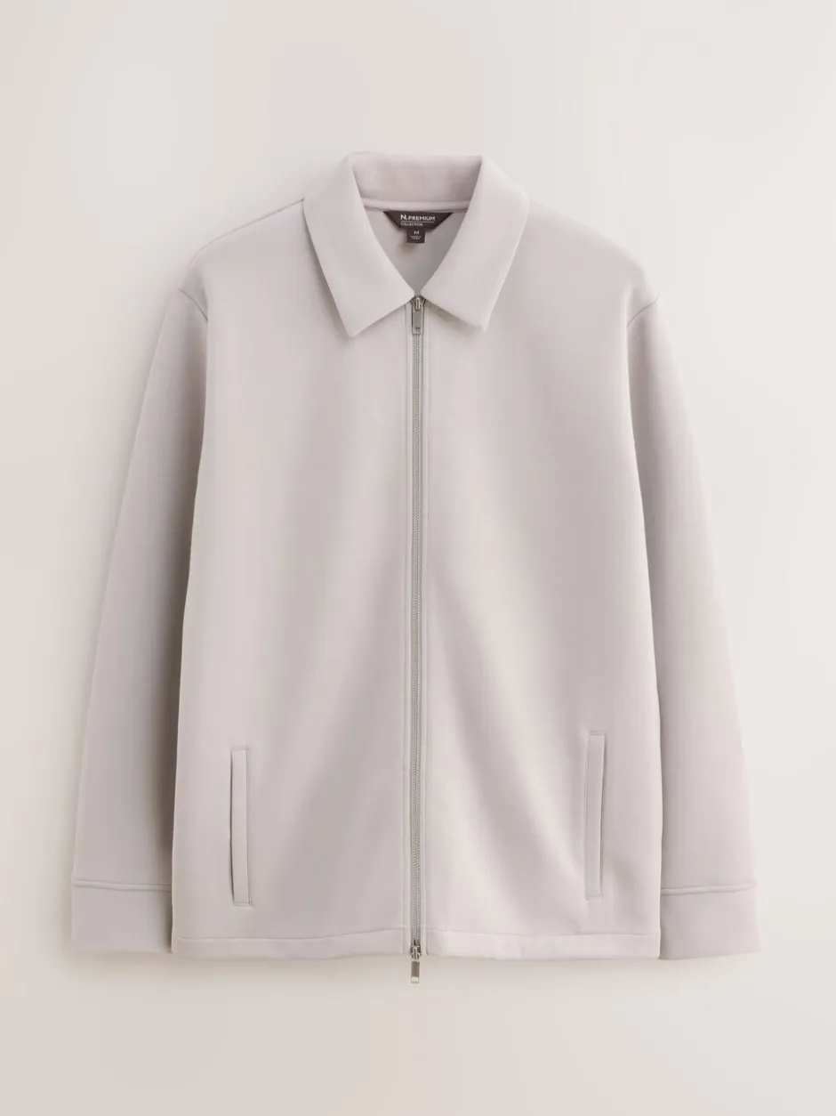 Formele Overhemden*Next - N. Premium Soft Touch Scuba Zip Through Shacket Ice grey