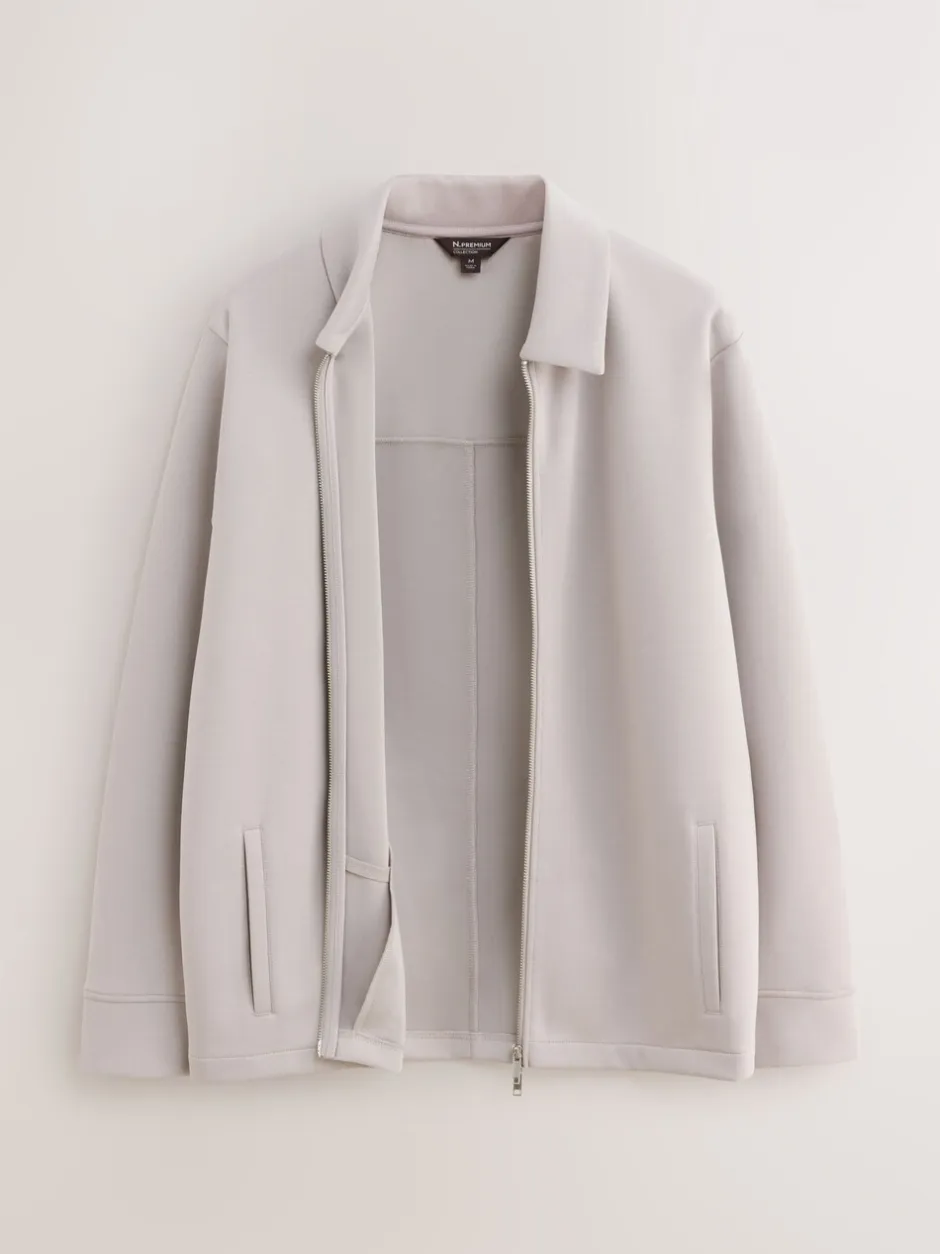 Formele Overhemden*Next - N. Premium Soft Touch Scuba Zip Through Shacket Ice grey