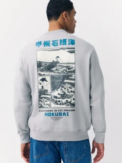 Sweaters En Hoody´S|Sweaters En Hoody´S*Next Ice grey - Sweatshirt met ronde hals - Hokusai Graphic License