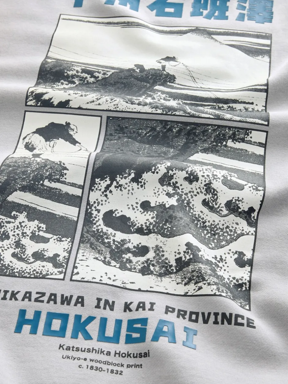 Sweaters En Hoody´S|Sweaters En Hoody´S*Next Ice grey - Sweatshirt met ronde hals - Hokusai Graphic License
