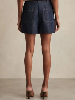 Shorts|Reiss - Ashby Linnen Shorts Indigo
