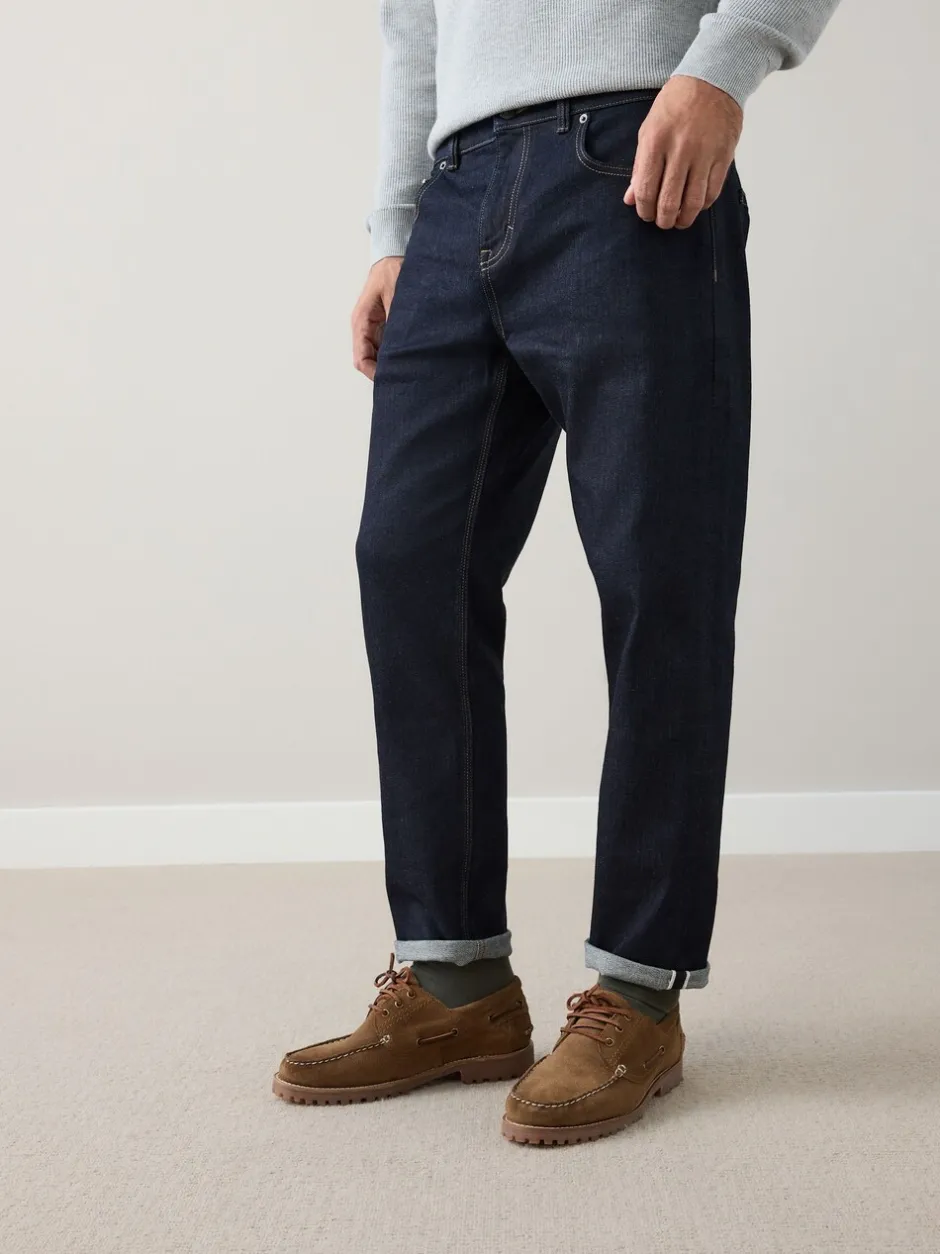Jeans|Next - Standaard toelopende pasvorm - Signature Selvedge Denim Jeans Indigo blauwe wassing