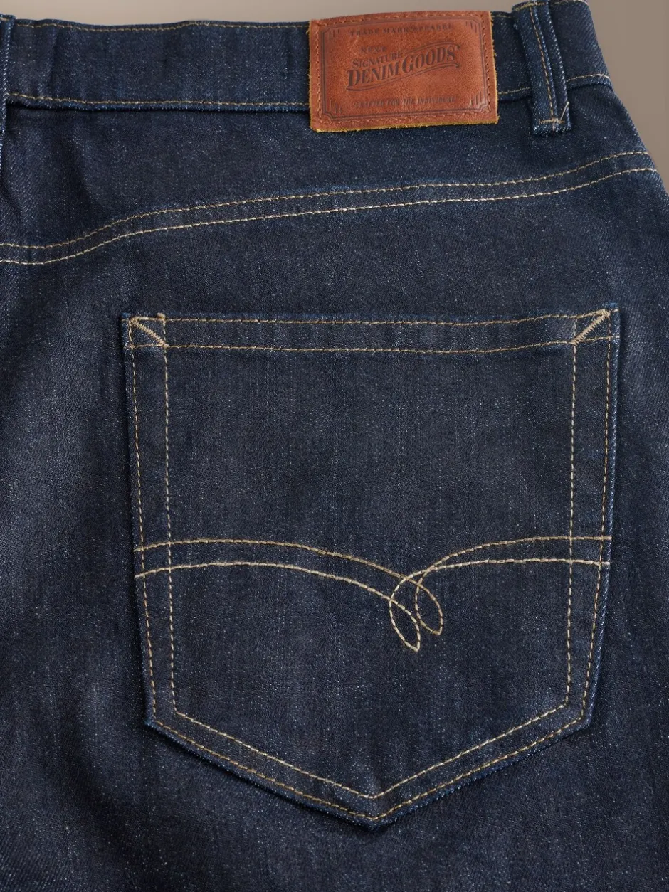 Jeans|Next - Standaard toelopende pasvorm - Signature Selvedge Denim Jeans Indigo blauwe wassing