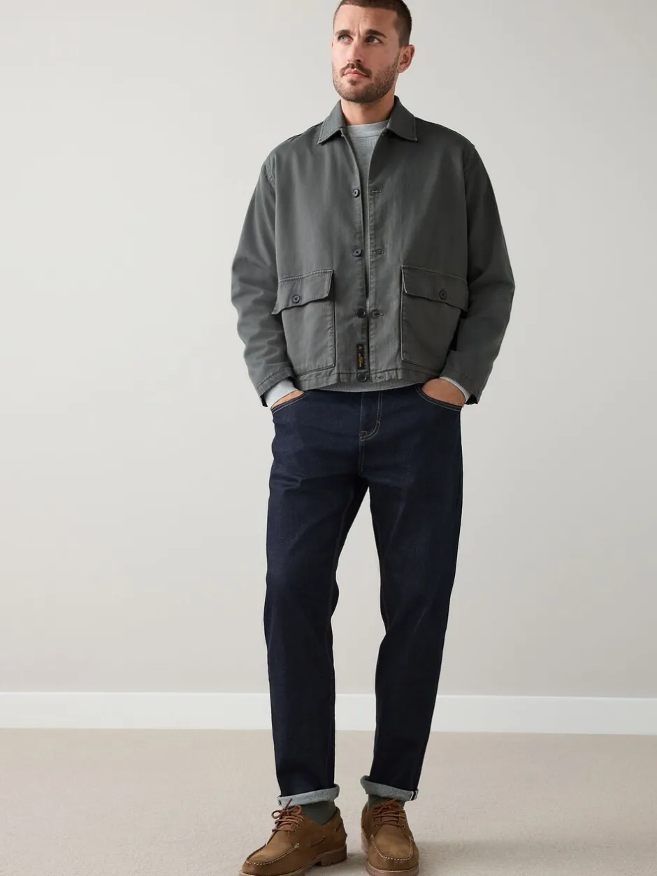 Jeans|Next - Standaard toelopende pasvorm - Signature Selvedge Denim Jeans Indigo blauwe wassing