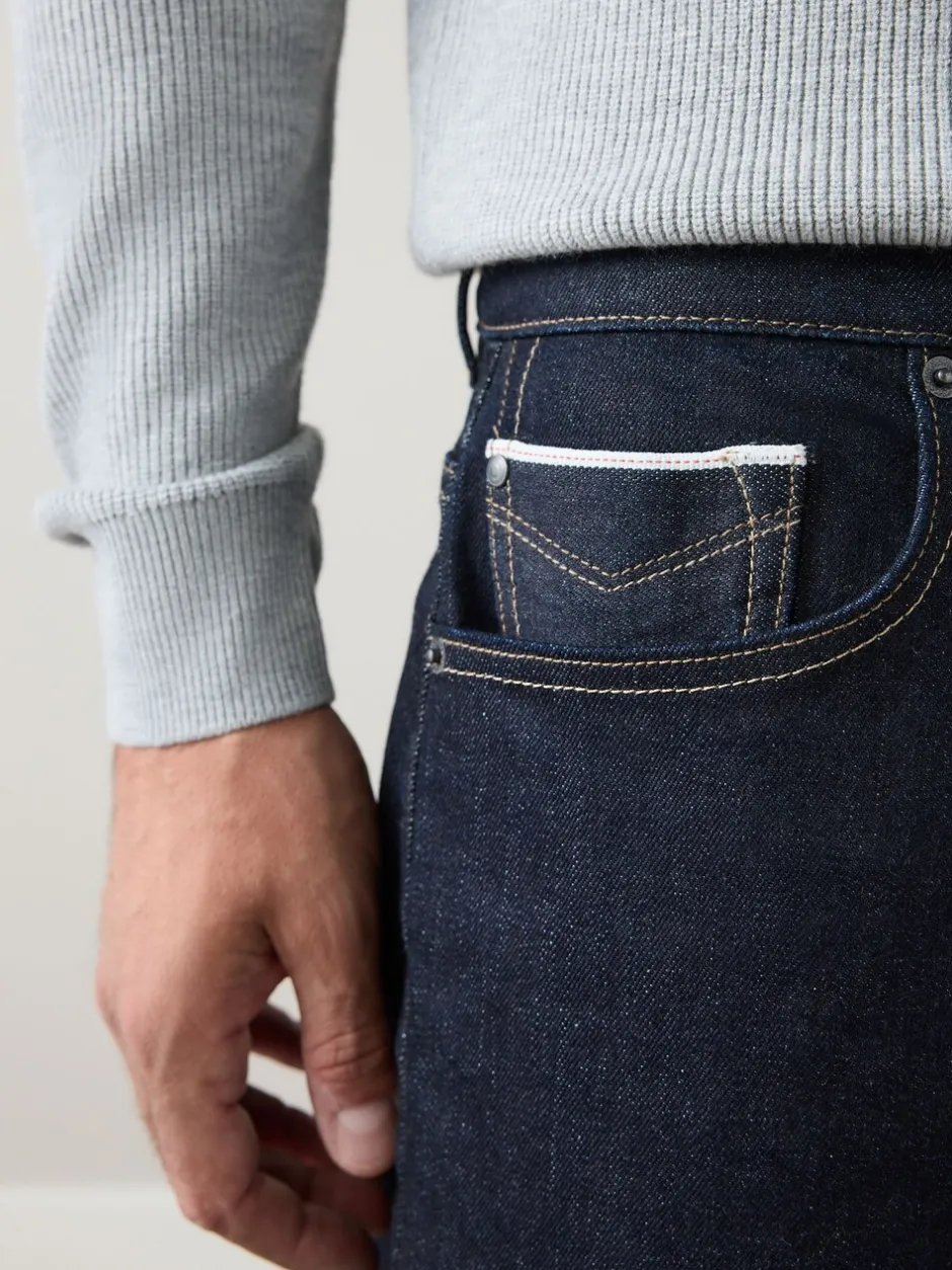 Jeans|Next - Standaard toelopende pasvorm - Signature Selvedge Denim Jeans Indigo blauwe wassing