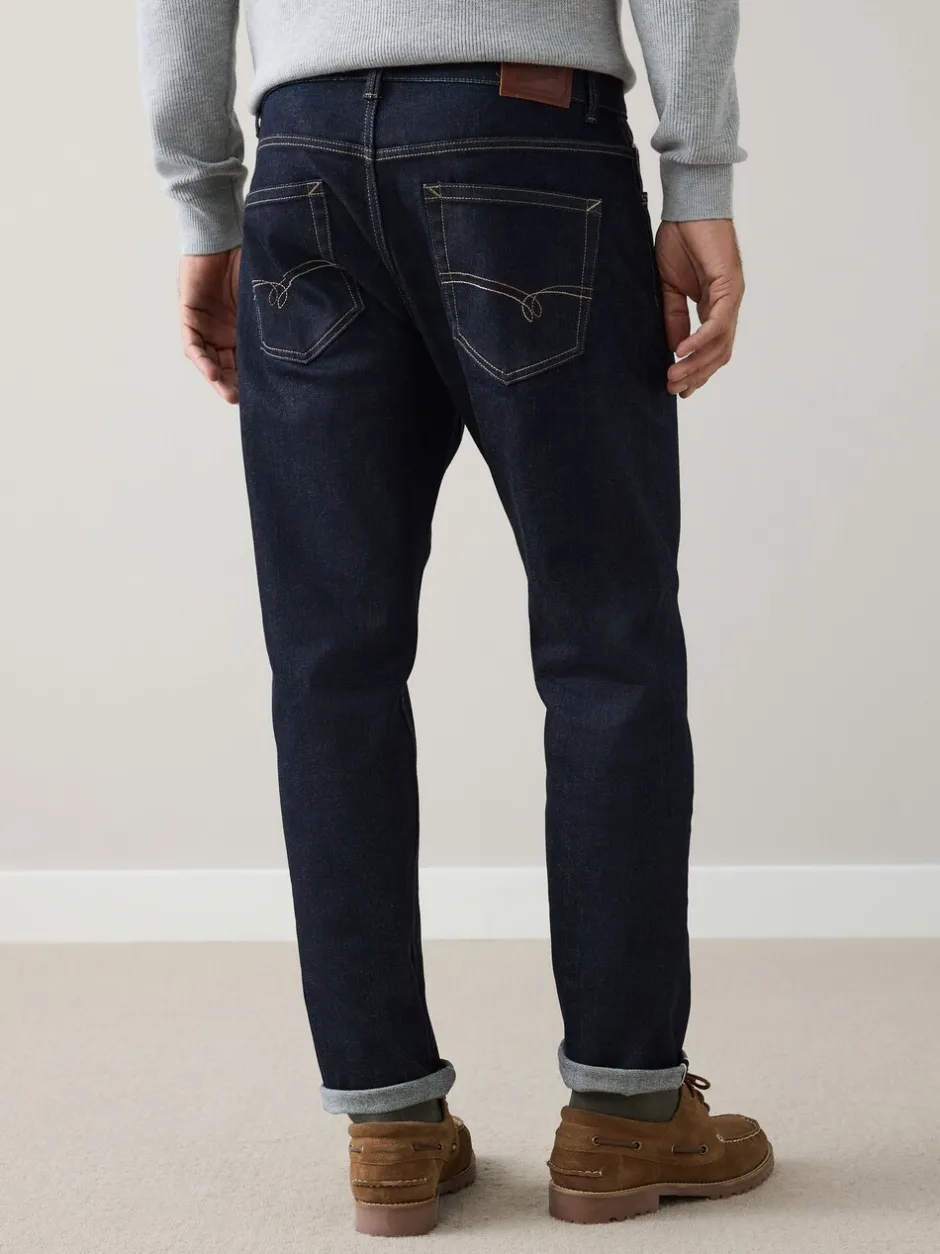 Jeans|Next - Standaard toelopende pasvorm - Signature Selvedge Denim Jeans Indigo blauwe wassing