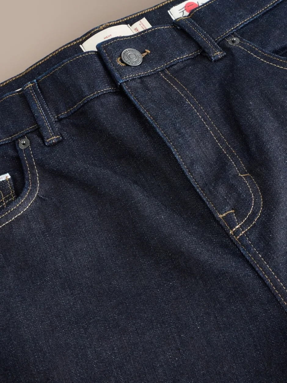 Jeans|Next - Standaard toelopende pasvorm - Signature Selvedge Denim Jeans Indigo blauwe wassing