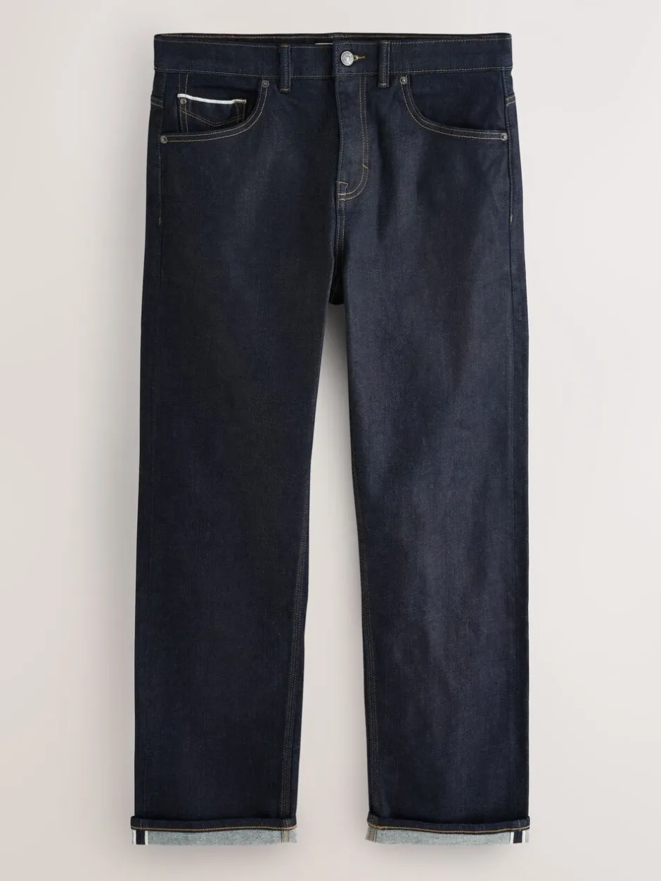 Jeans|Next - Straight fit - Signature Selvedge Denim Jeans Indigo blauwe wassing