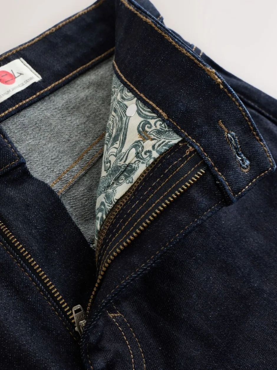 Jeans|Next - Straight fit - Signature Selvedge Denim Jeans Indigo blauwe wassing