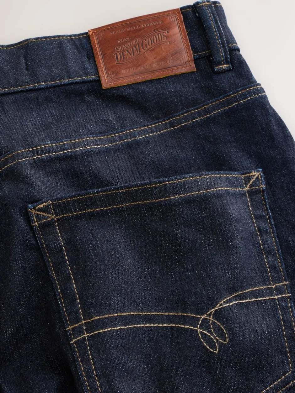 Jeans|Next - Straight fit - Signature Selvedge Denim Jeans Indigo blauwe wassing