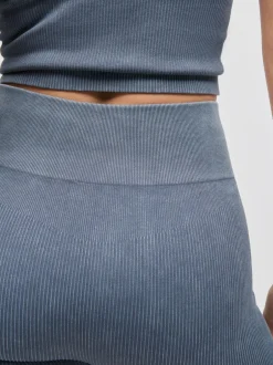 Shorts*Next Indigoblauw - Geribbelde fietsshort met hoge taille