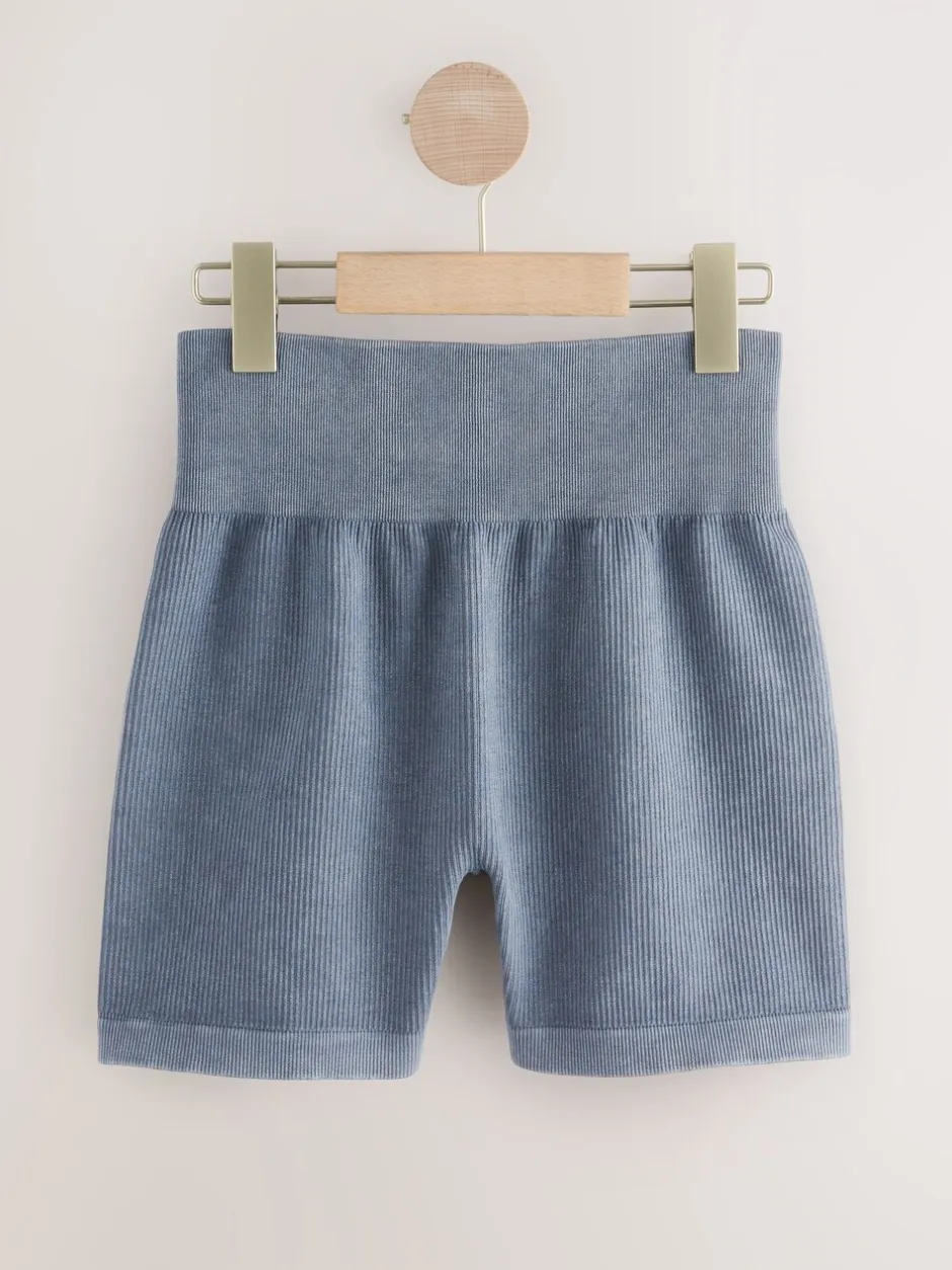 Shorts*Next Indigoblauw - Geribbelde fietsshort met hoge taille