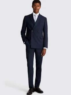 Pakken*MOSS - Slim Double Breasted Stretch Suit Jacket Inktblauw