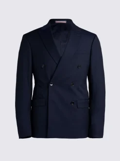 Pakken*MOSS - Slim Double Breasted Stretch Suit Jacket Inktblauw