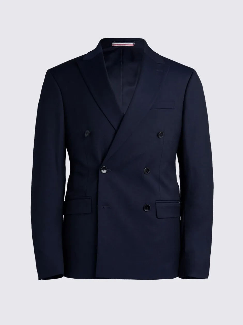Pakken*MOSS - Slim Double Breasted Stretch Suit Jacket Inktblauw