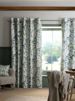 Gordijnen|Gordijnen*Next Isla ringgordijnen met bloemenprint Blauw