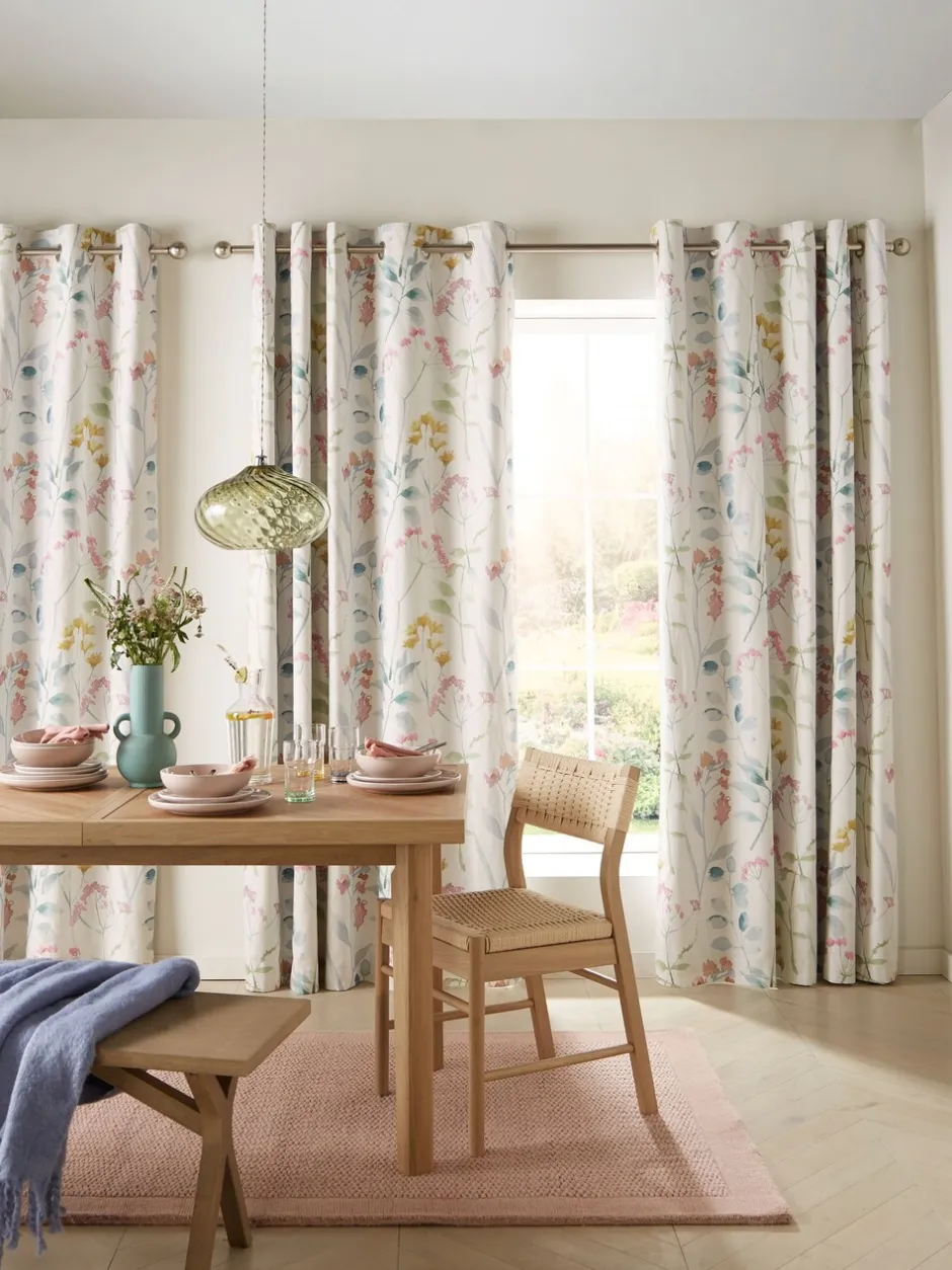 Gordijnen|Gordijnen*Next Isla ringgordijnen met bloemenprint Meerkleurig pastelroze