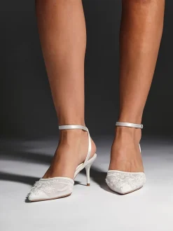Schoenen Met Hakken*Linzi - Serenade Beaded Mesh Court Heels Ivoor