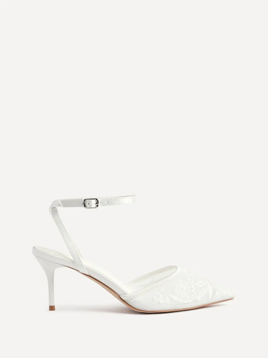 Schoenen Met Hakken*Linzi - Serenade Beaded Mesh Court Heels Ivoor