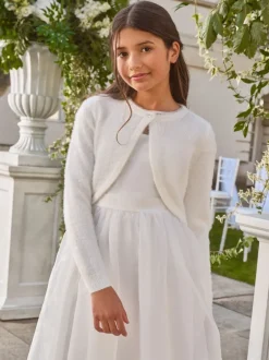Gebreide Kleding|Lipsy - fluffy gelegenheidsbolero (5 - 16 jr) Ivoor