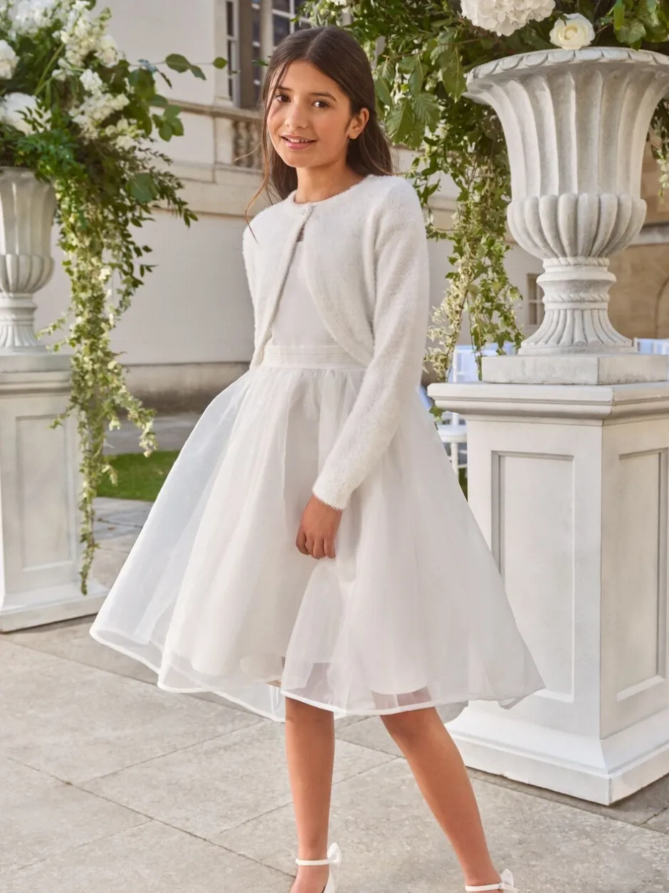 Gebreide Kleding|Lipsy - fluffy gelegenheidsbolero (5 - 16 jr) Ivoor