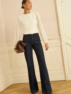 Blouses En Overhemden|Tops En T-Shirts*Love & Roses - Long Sleeve Lace Top Ivoor