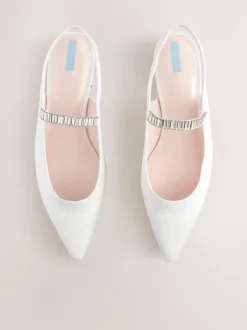 Lage Schoenen|Next Ivoor - Mary Jane bruidsschoenen met hielbandje en puntige neus voor bruiloft