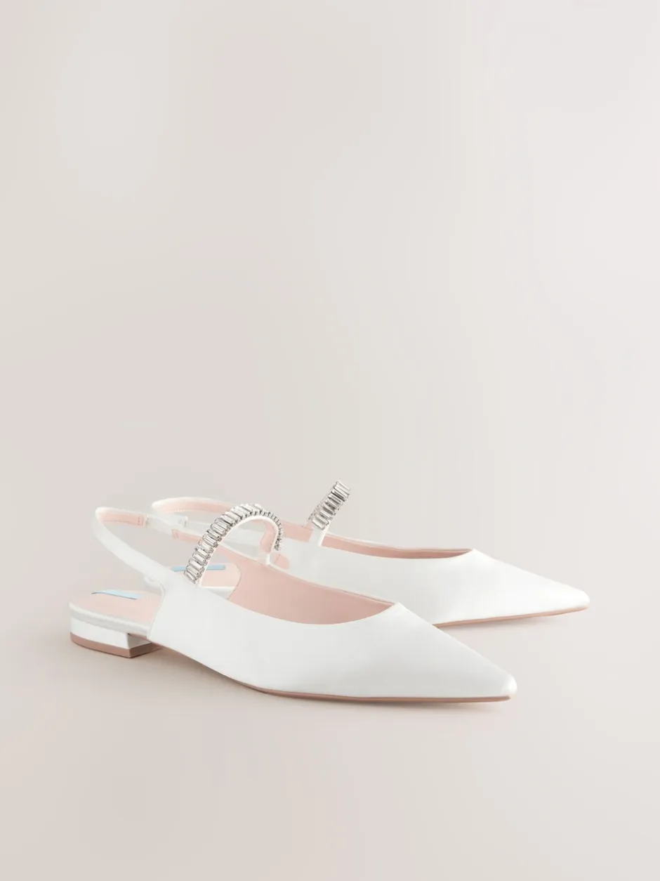 Lage Schoenen|Next Ivoor - Mary Jane bruidsschoenen met hielbandje en puntige neus voor bruiloft