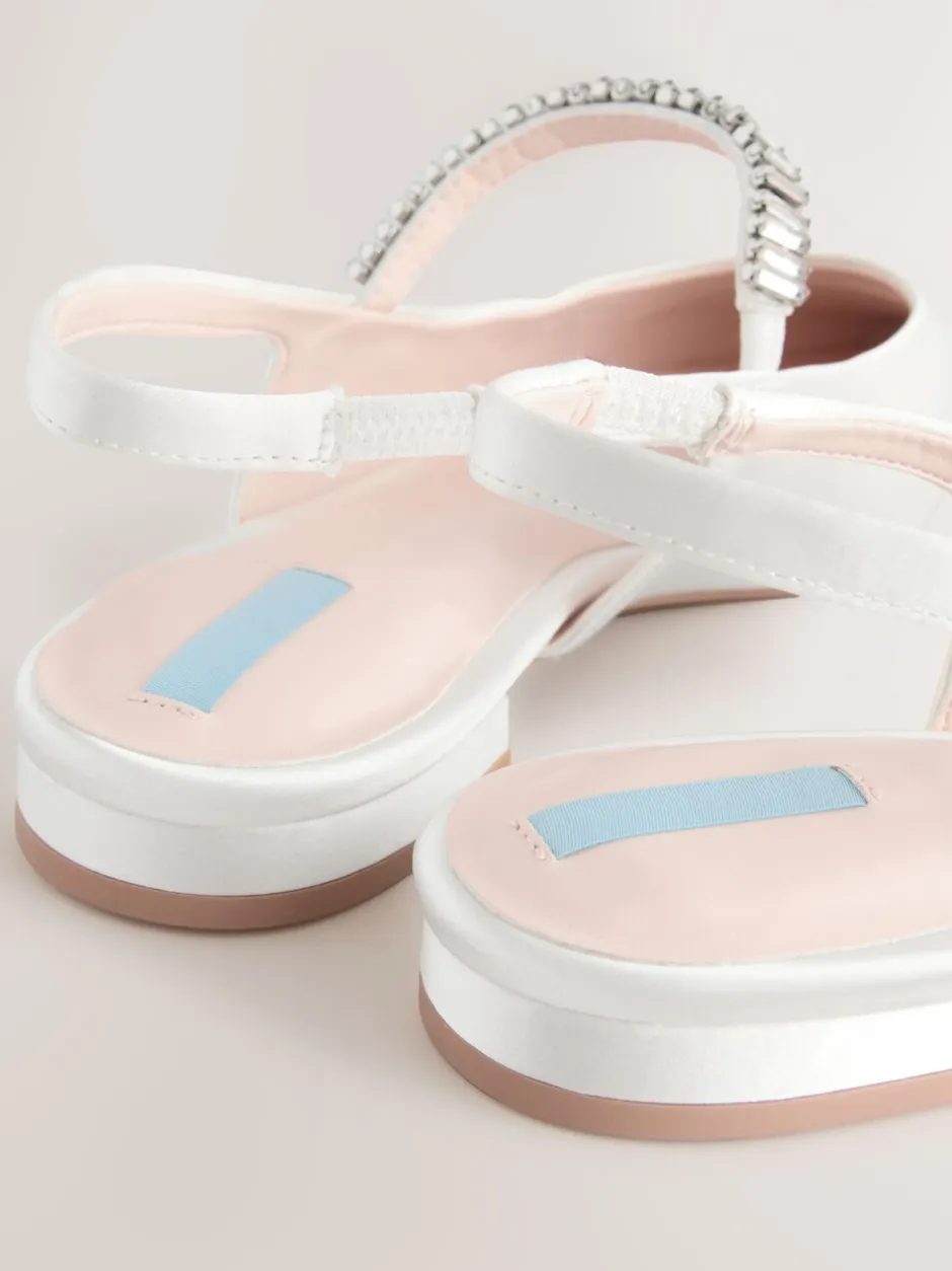 Lage Schoenen|Next Ivoor - Mary Jane bruidsschoenen met hielbandje en puntige neus voor bruiloft
