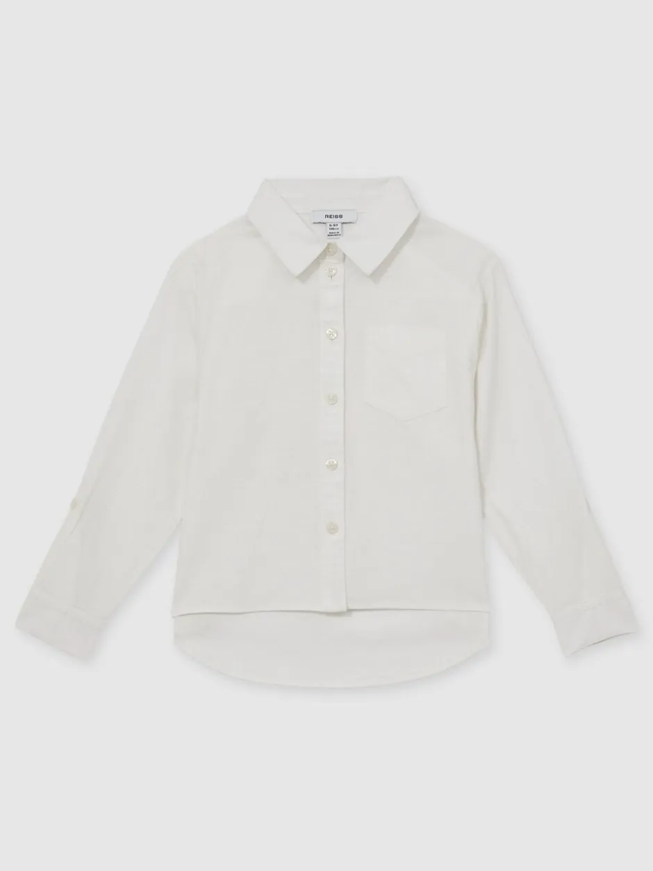 Overhemden En Blouses*Reiss - Leora Linen Roll-Cuff Shirt Ivoor